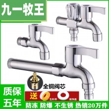 全銅洗衣機水龍頭4分加長快開龍頭一進(jìn)二出接頭自來水拖把池龍頭